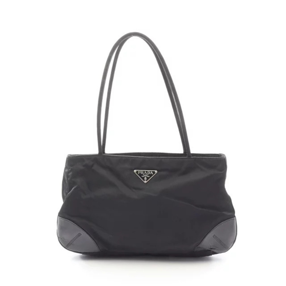 Prada TESSUTO EASY Shoulder Bag Leather Black